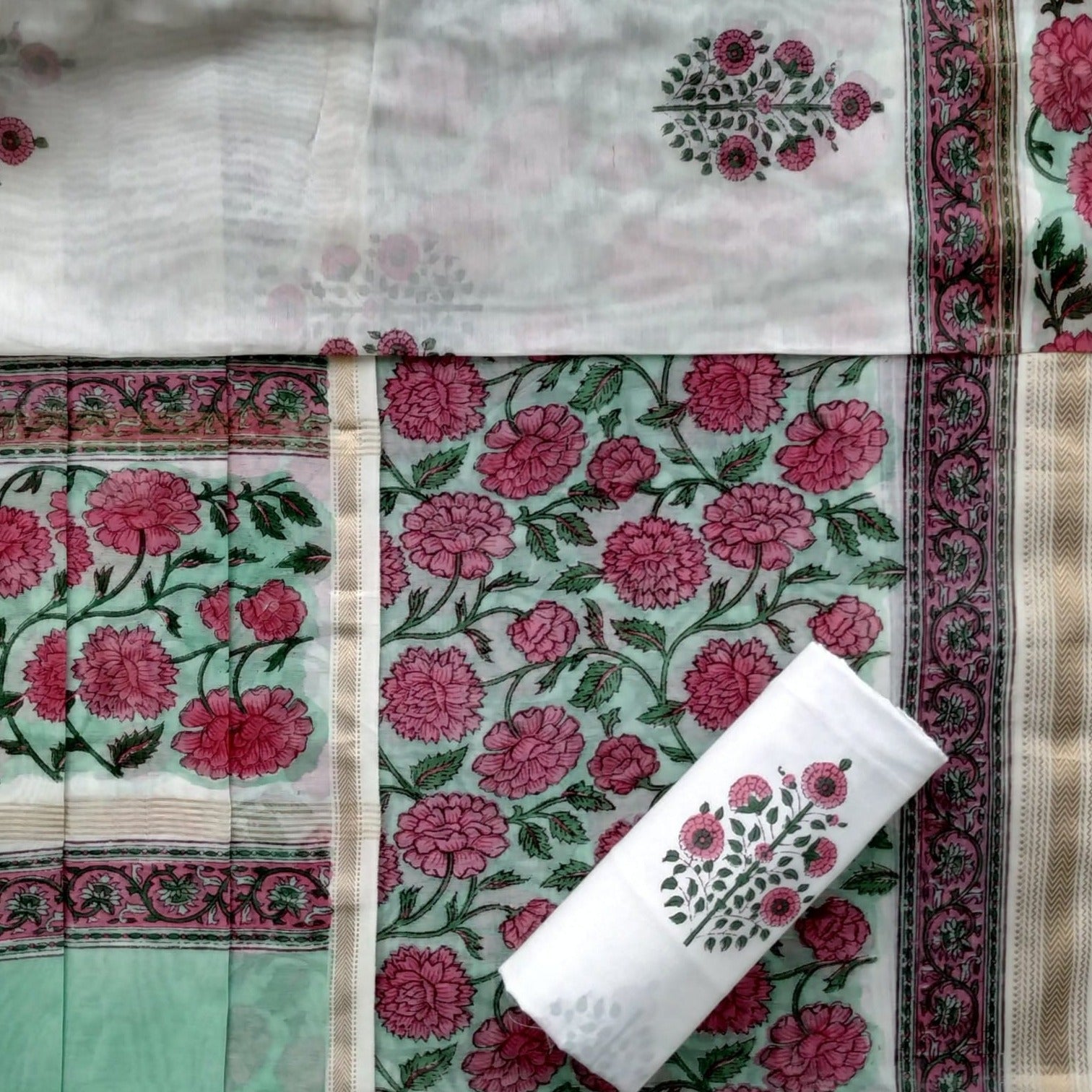 Shalvi's Hand Block Maheshwari Silk Suit set (MSL52)