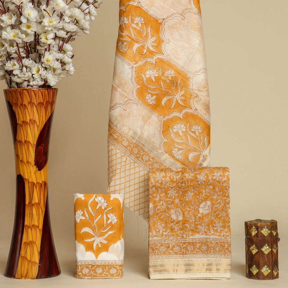 Shop hand block print maheshwari silk suits online (MSL378)