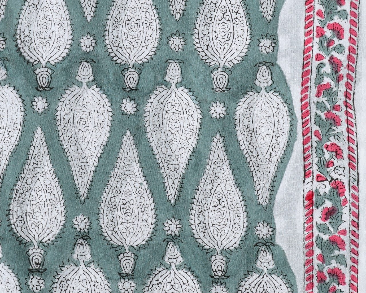 shop unstitched hand block print cotton suit with organza dupatta