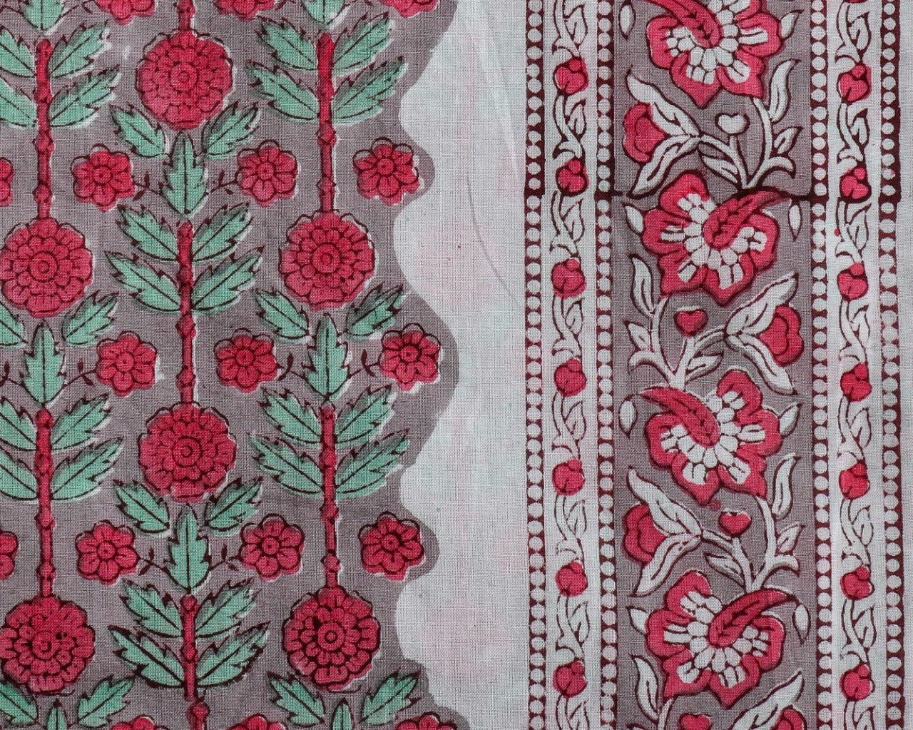 shop hand block print cotton suit with organza dupatta online (ORG134)