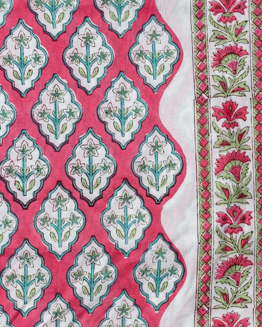 shop hand block print cotton suit with organza dupatta (ORG140)