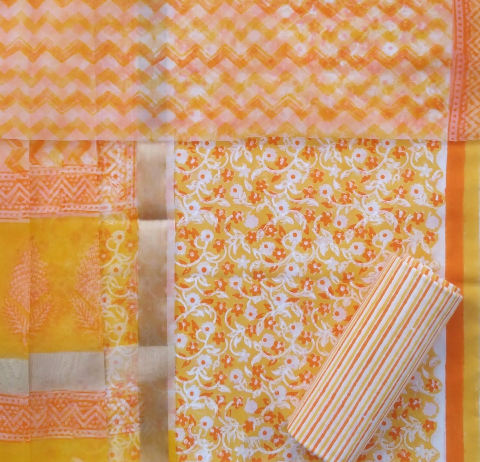 Shop cotton suit sets with organza dupatta (ORG151)