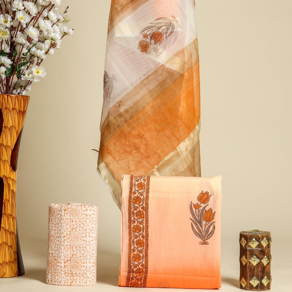 Shop unstitched ombre print suits with organza dupatta (ORG152)