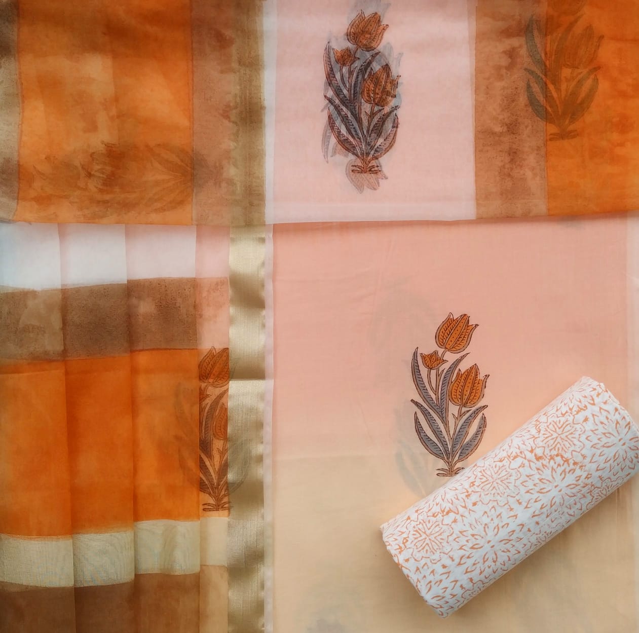 Shop unstitched ombre print suits with organza dupatta (ORG152)