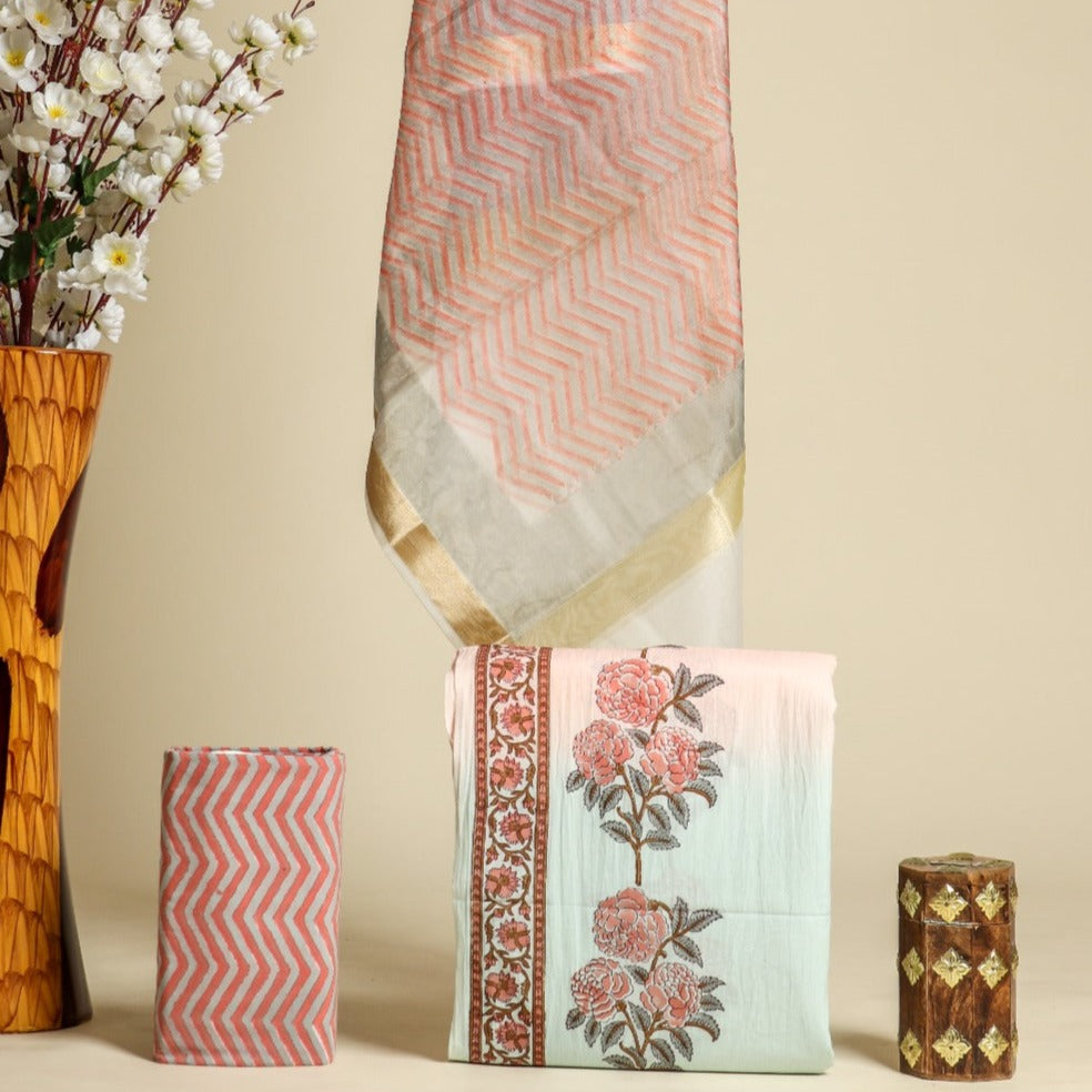 Shop ombre print cotton suit sets in jaipur (ORG153)