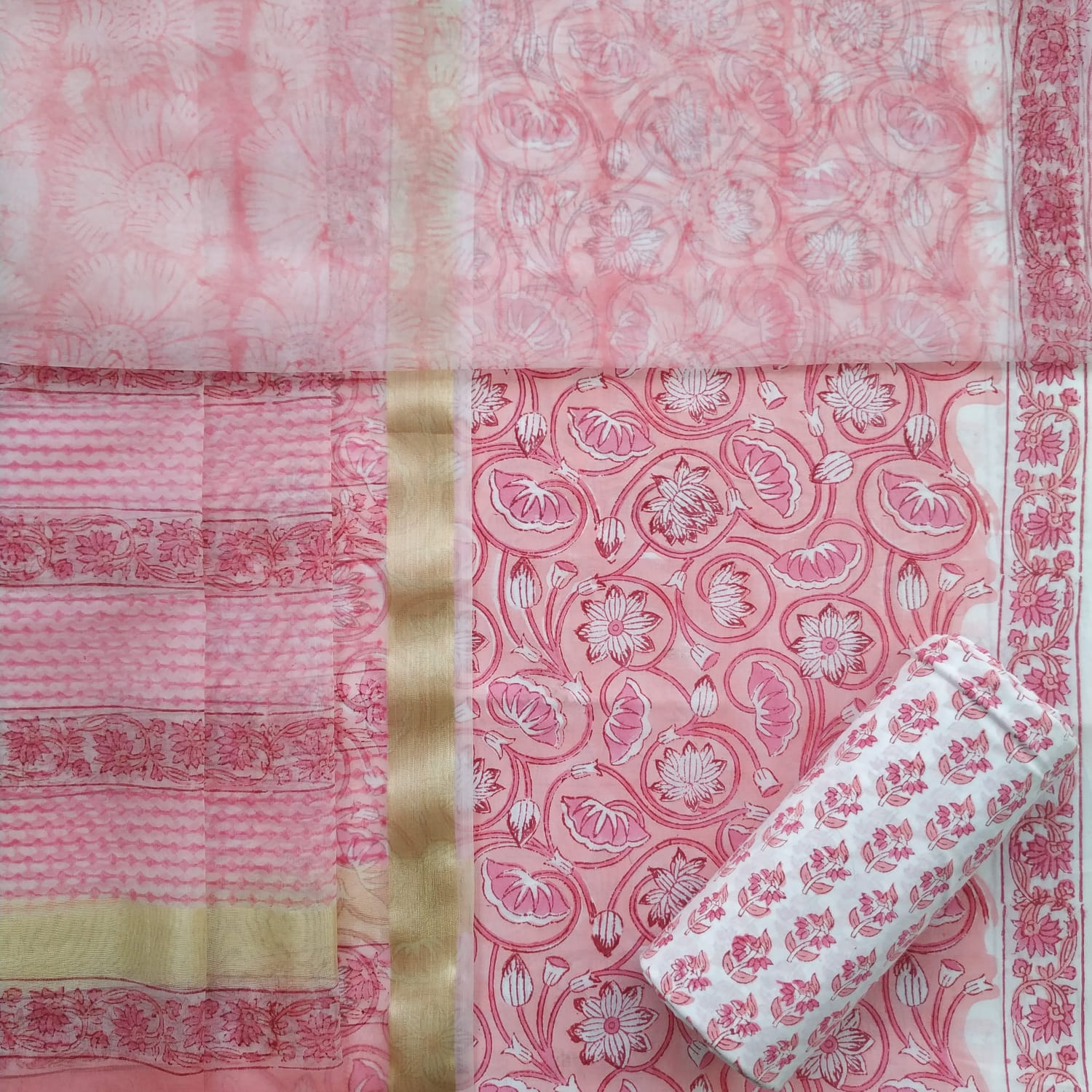 Shop cotton suit sets with organza dupatta in jaipur (ORG175)