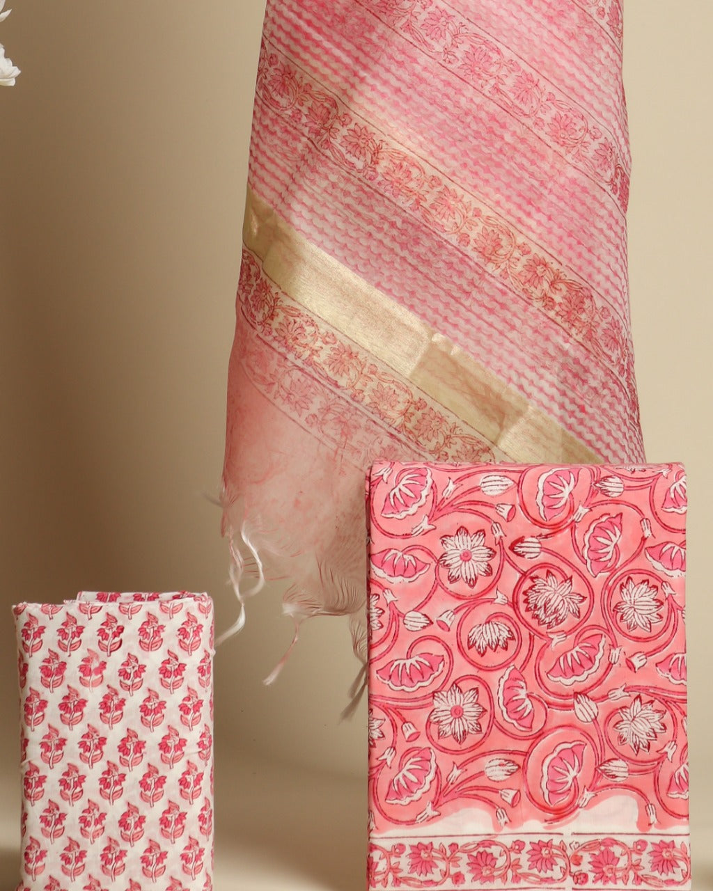 Shop cotton suit sets with organza dupatta in jaipur (ORG175)