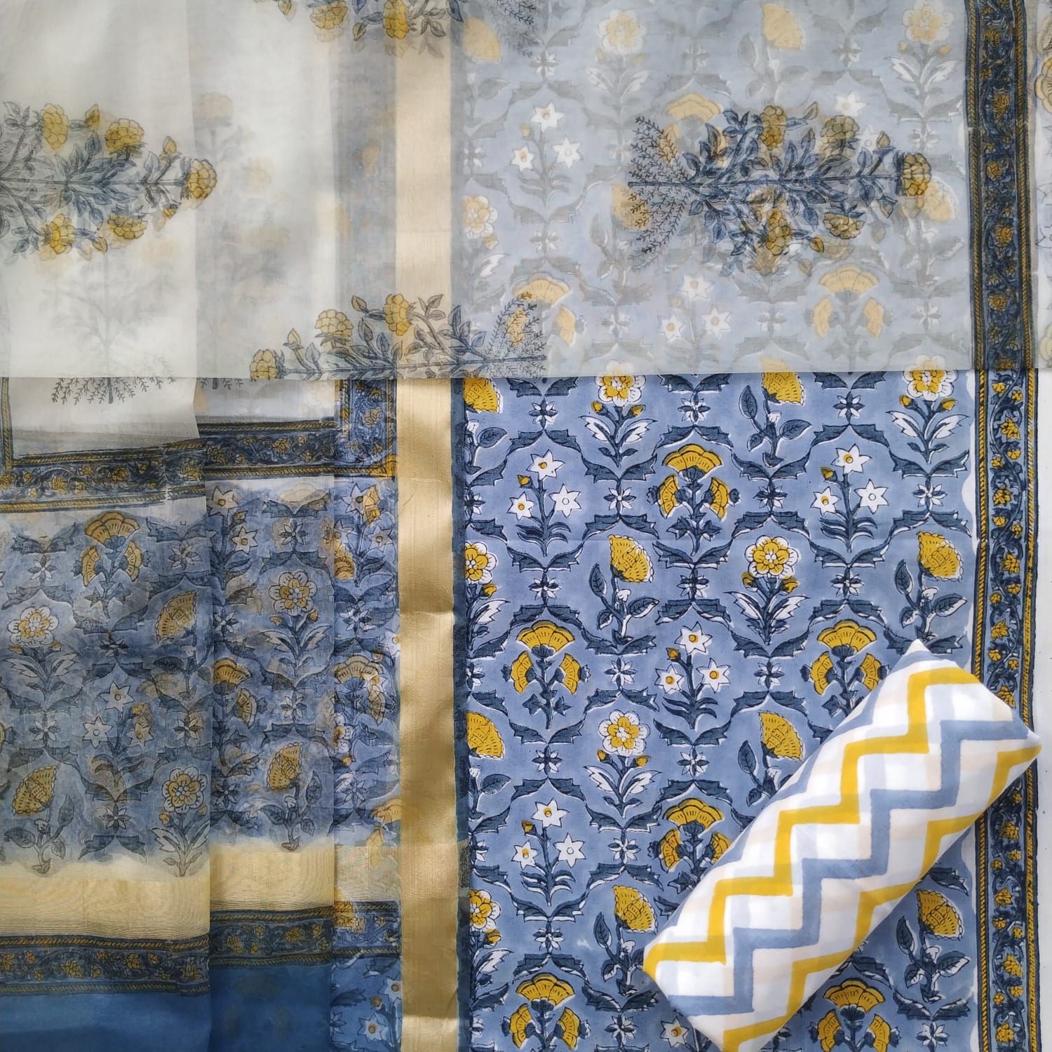 Shop cotton suit sets with organza dupatta online (ORG179)