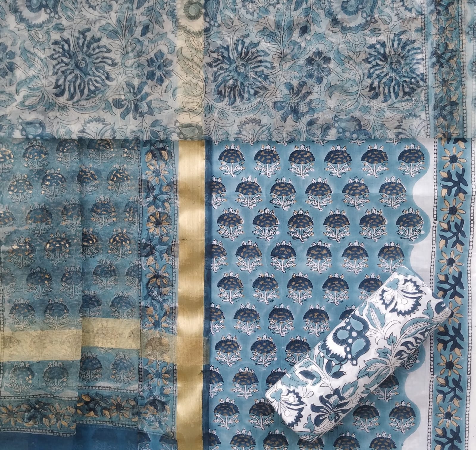 Shop organza dupatta cotton suit sets (ORG183)