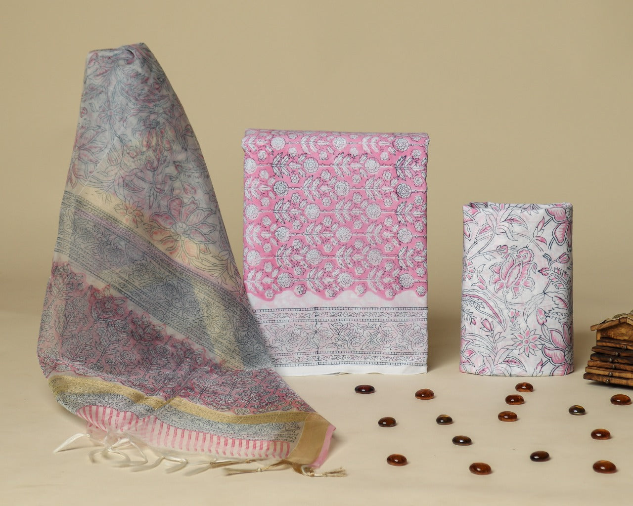 Shop organza dupatta cotton suit sets online (ORG190)