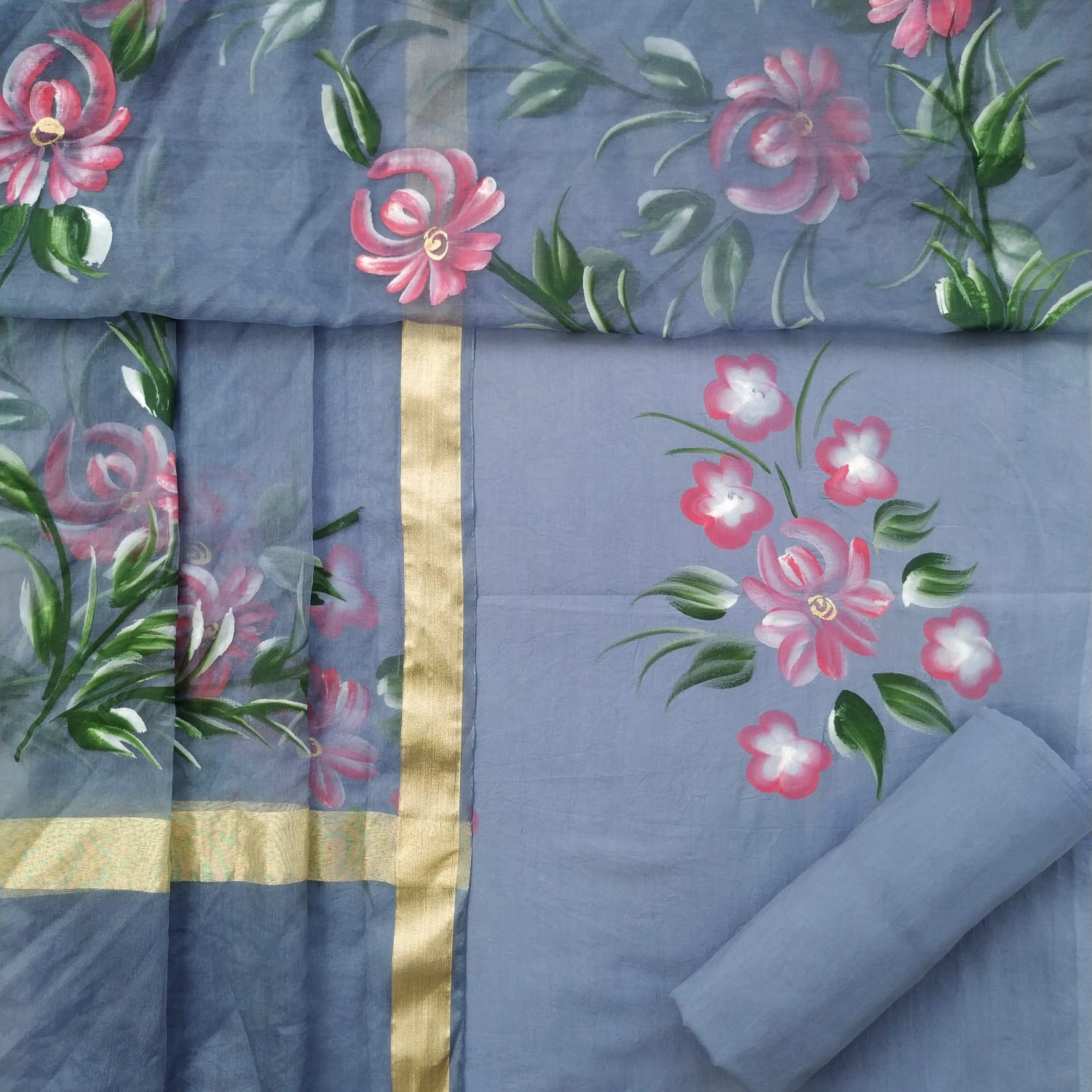 Shop cotton suit sets with organza dupatta online shopping (ORG209)