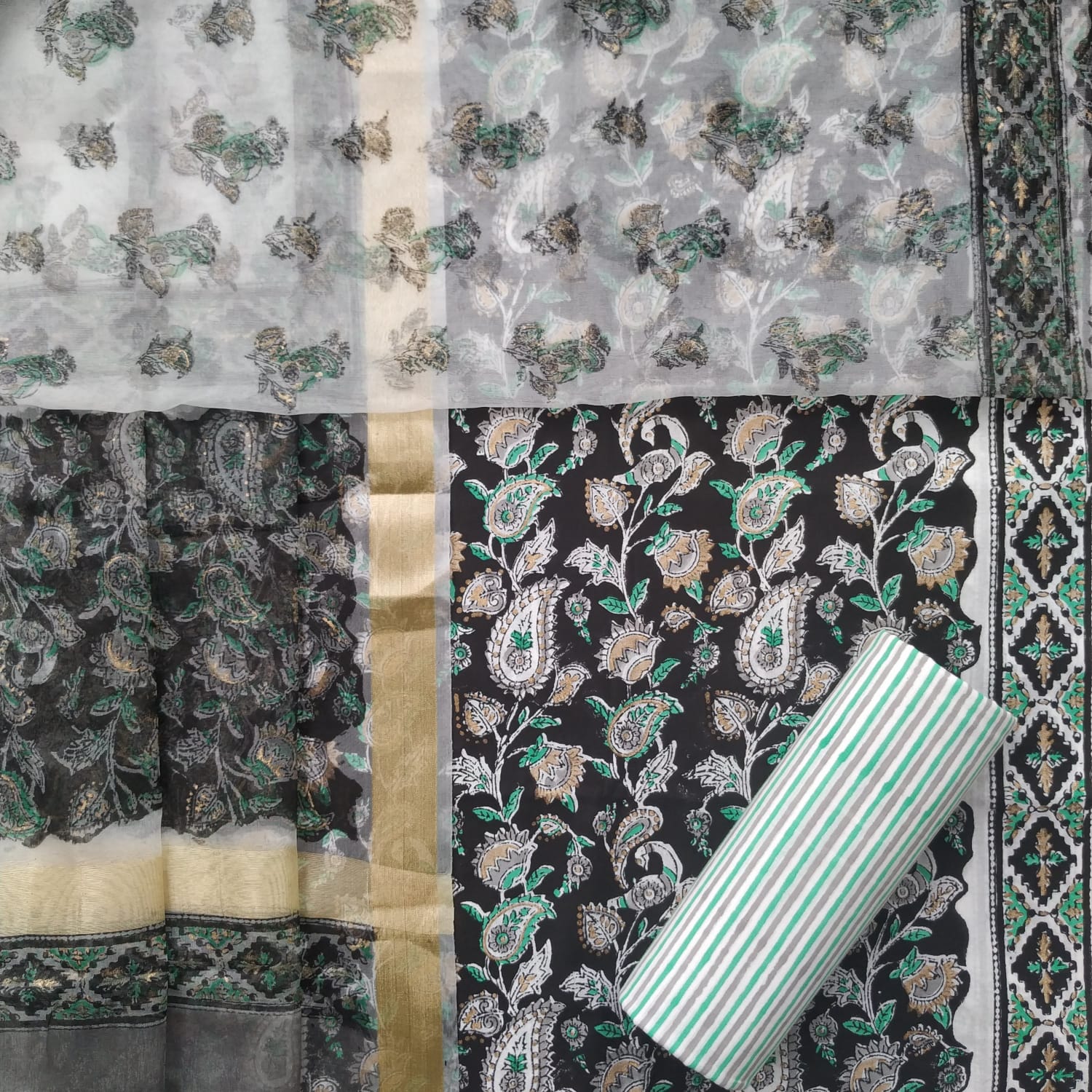 Shop cotton suit sets with organza dupatta in jaipur (ORG230)