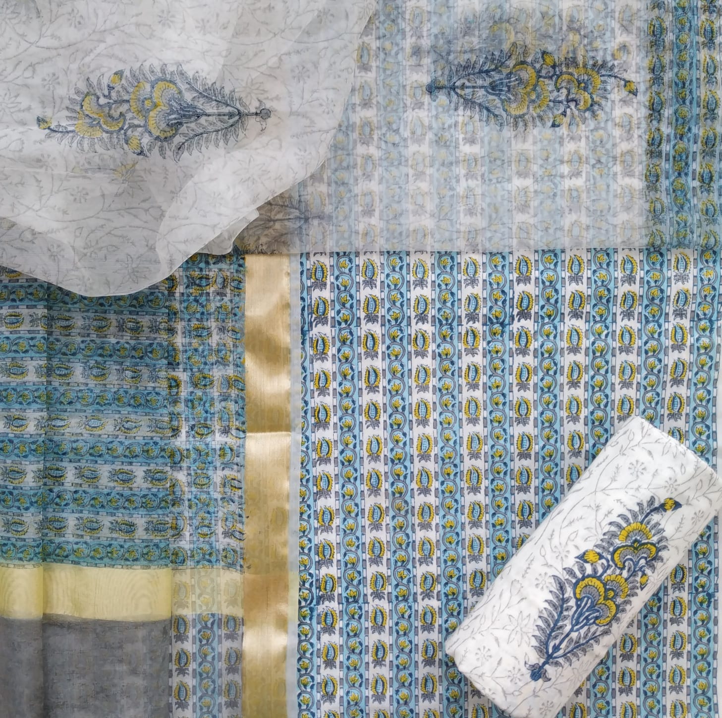 Shop organza dupatta cotton suit sets online (ORG237)