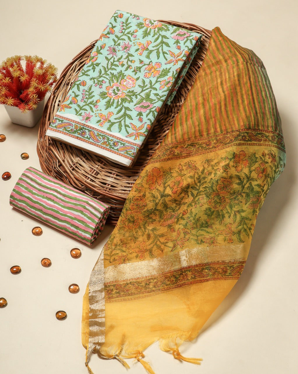 Shop organza dupatta cotton suits online shopping