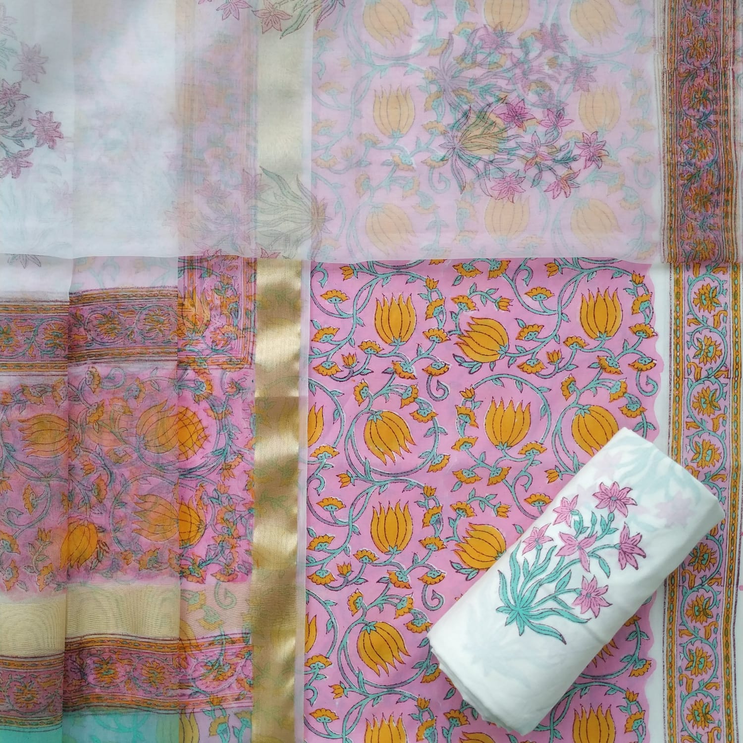 Shop unstitched cotton suits online shopping (ORG244)