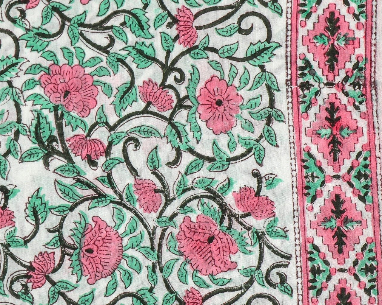 Designer Hand Block Print Cotton Suit with Organza Dupatta (ORG32) - ShalviFashion