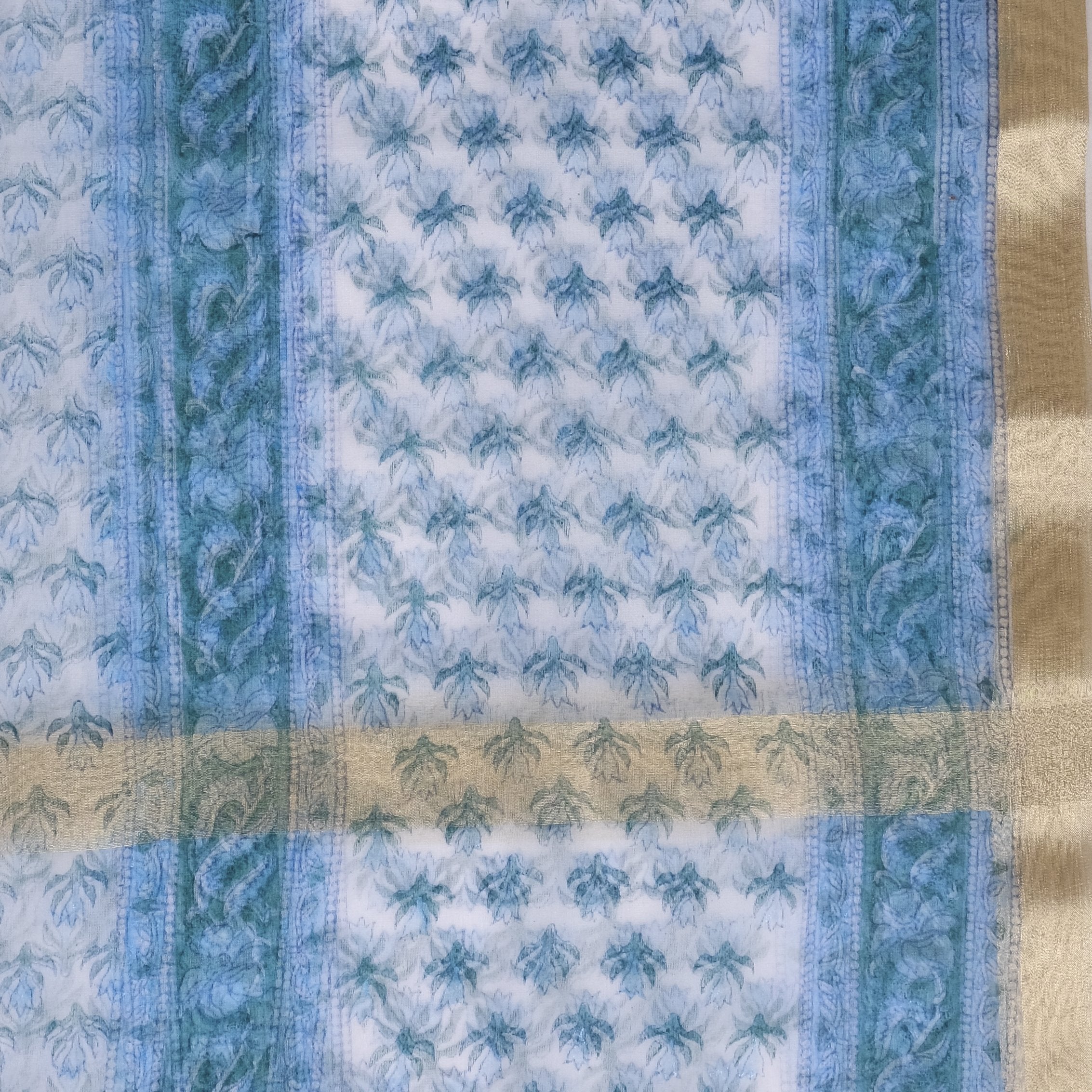 Shalvi's Hand Block Floral Jaal Print Pure Cotton Suit with Organza Dupatta (ORG65) - ShalviFashion