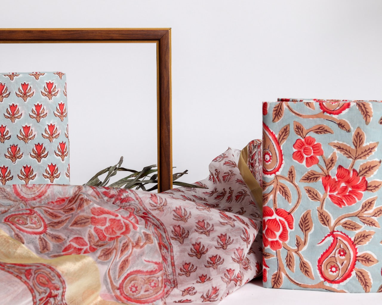 Shop Unstitched Pure Cotton Suits with Organza Dupatta (ORG67)