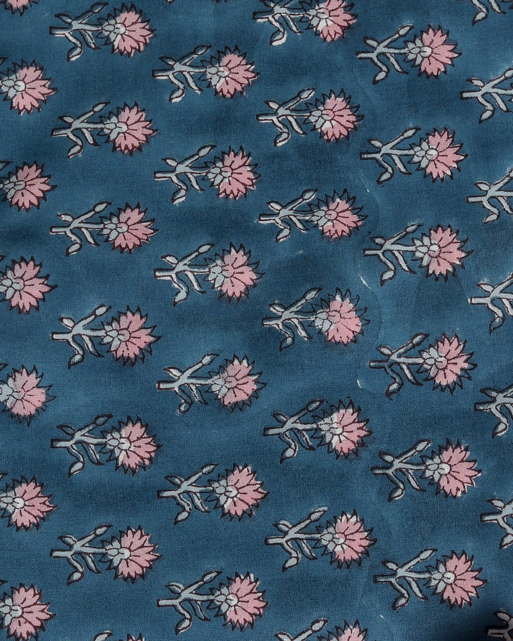 Shop Unstitched Block Print Pure Cotton Suits with Organza Dupatta (ORG73)