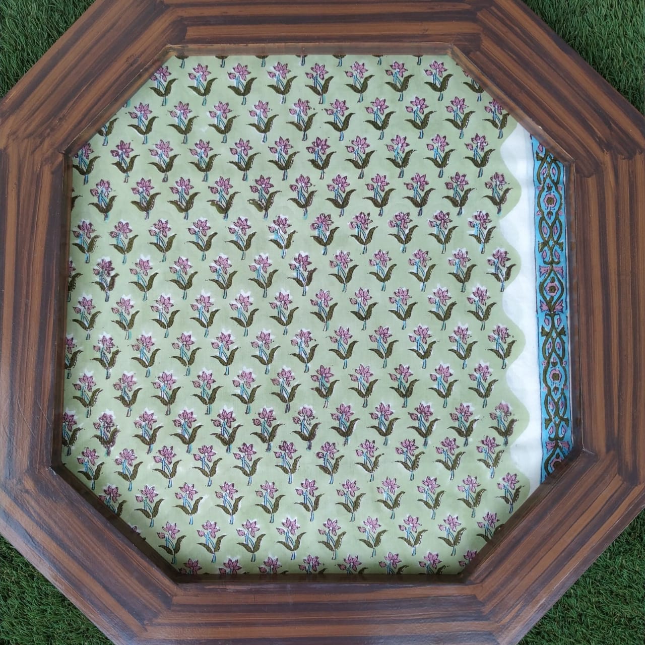 Shop Unstitched Block Print Pure Cotton Suits with Organza Dupatta (ORG78)