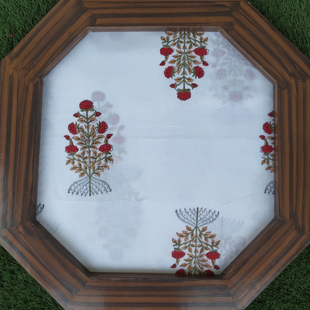 Shop Unstitched Hand Block Print Pure Cotton Suit with Organza Dupatta (ORG79)