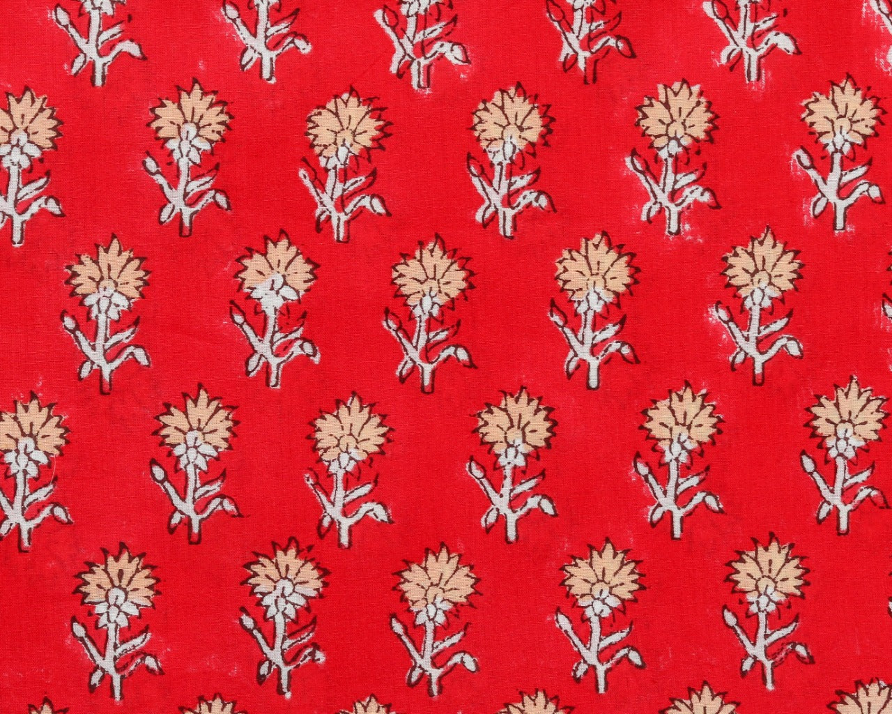 Shop Unstitched Hand Block Print Pure Cotton Suits with Organza Dupatta (ORG89)