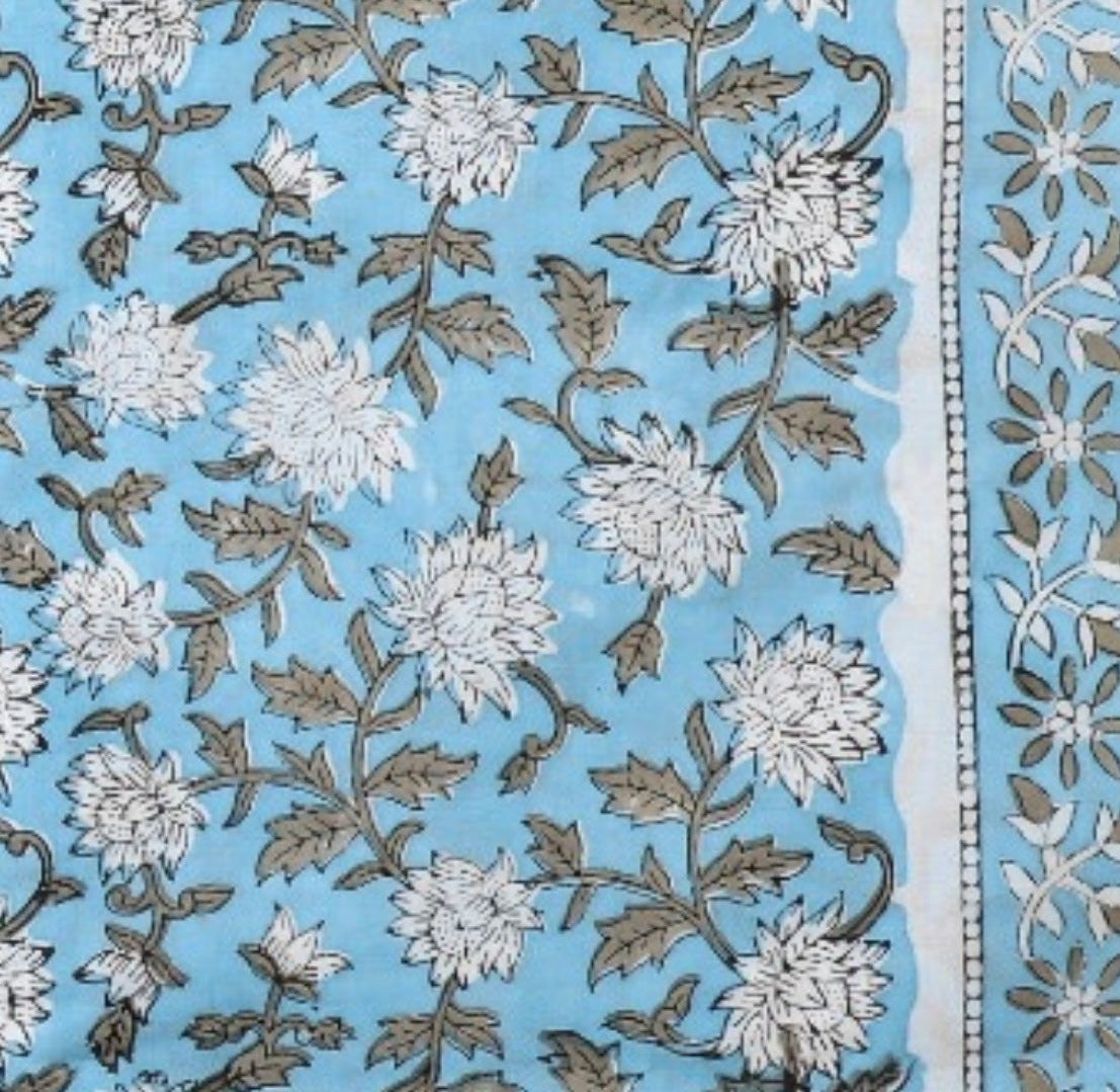 Shop Unstitched Hand Block Print Pure Cotton Suits with Organza Dupatta (ORG97)