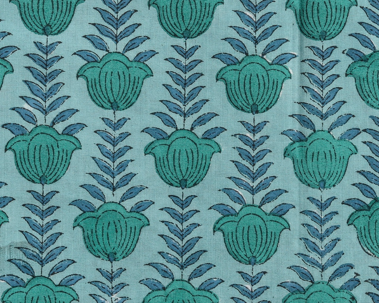 Shop Unstitched Hand Block Print Pure Cotton Suits with Chiffon Dupatta (PCHF190)