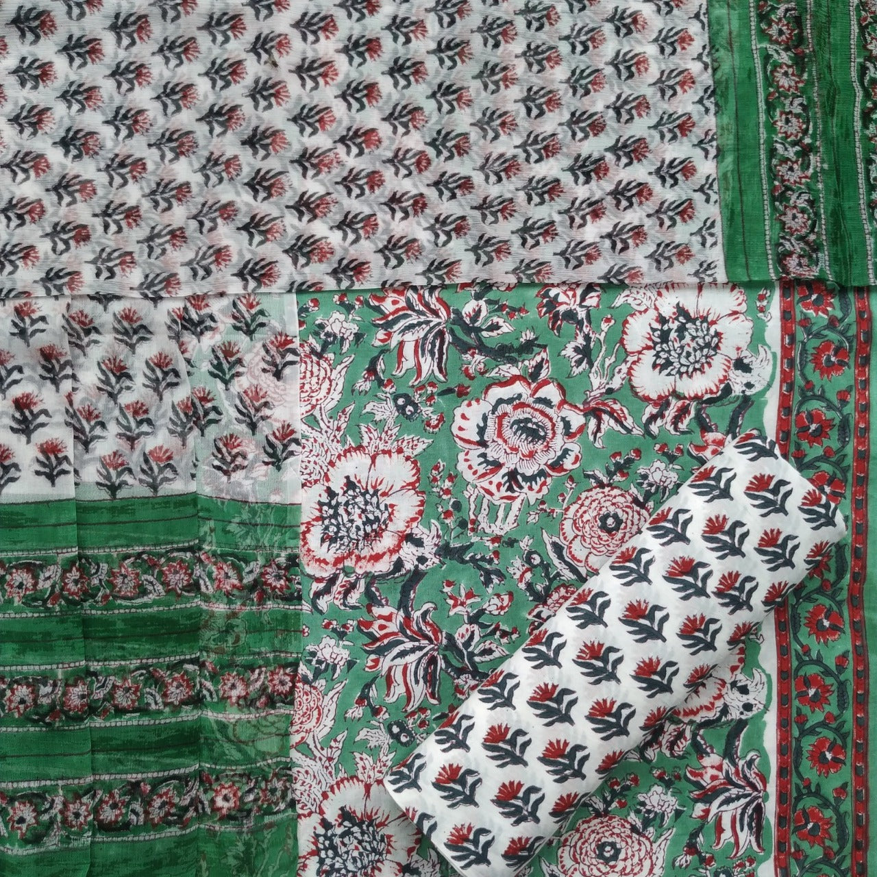 shop cotton suit with chiffon dupatta