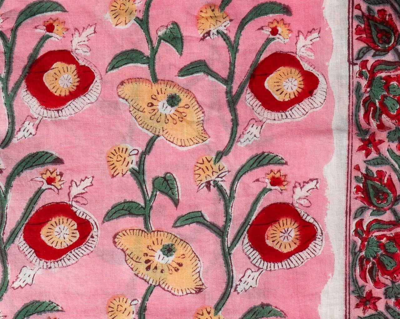 shop hand block print cotton suit set with chiffon dupatta (PCHF299)