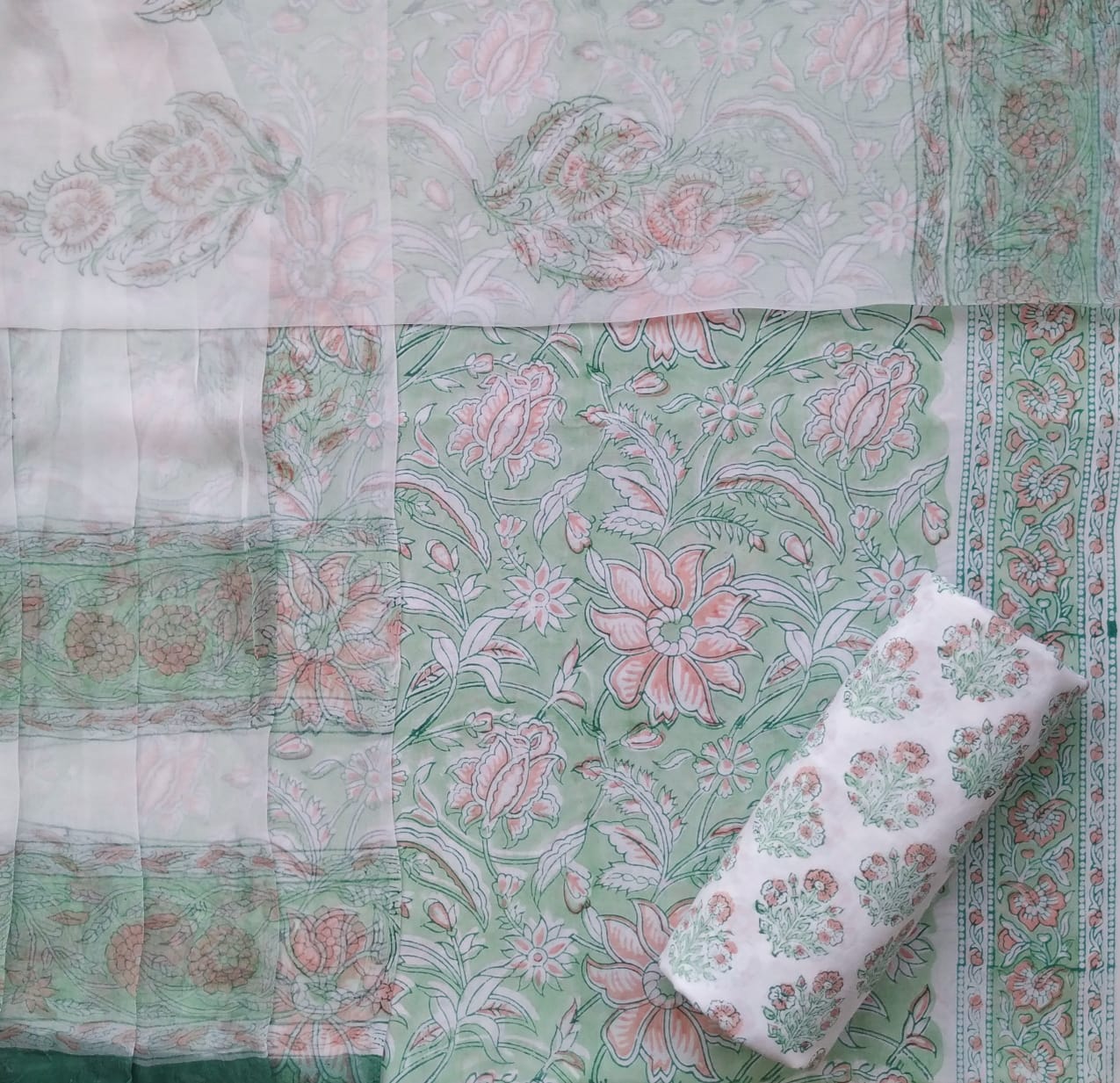 Shop pure cotton churidar suit sets with chiffon dupatta (PCHF308)