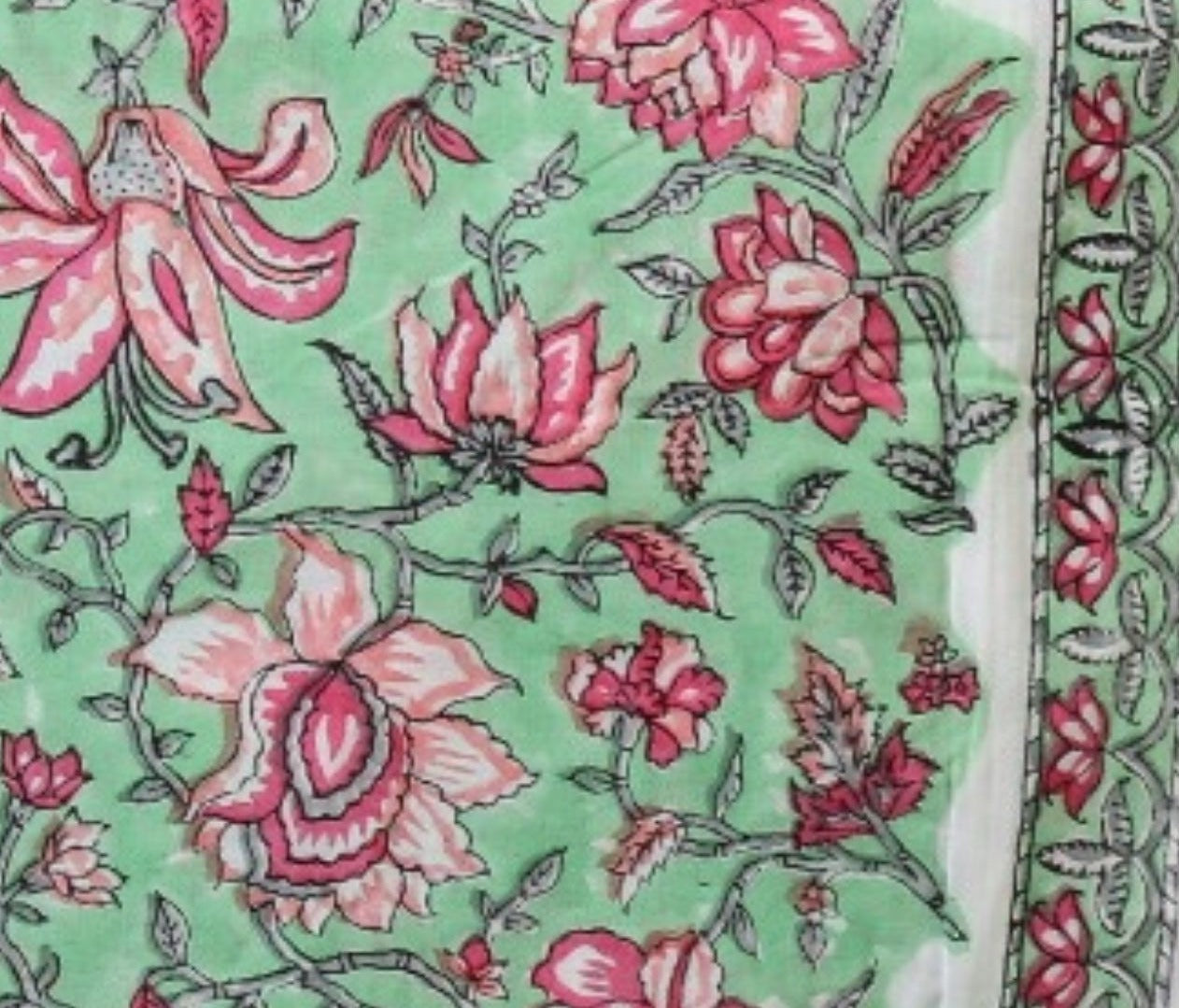 Shop hand block print cotton suit with chiffon dupatta (PCHF310)