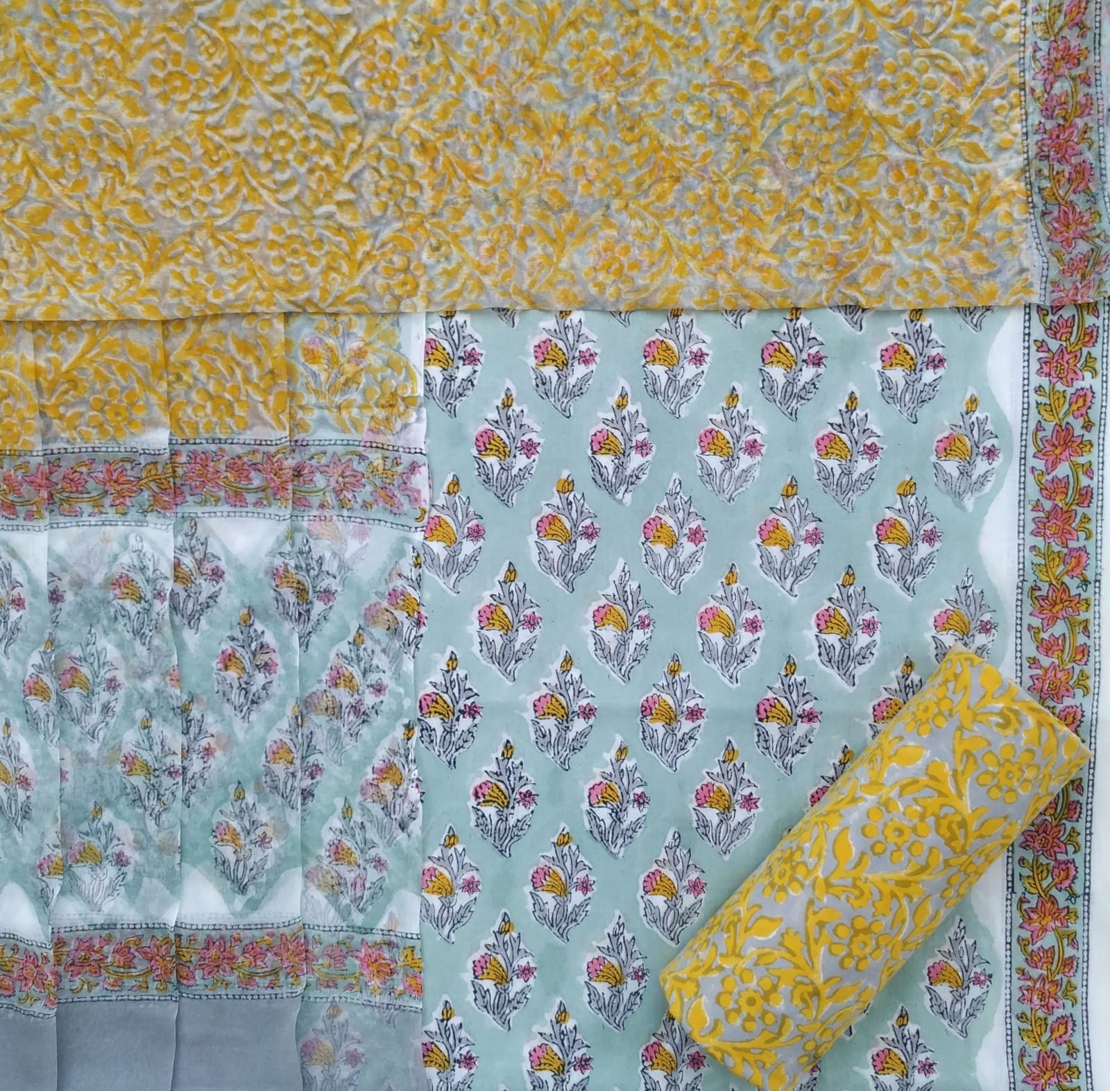 Shop unstitched cotton suit material in jaipur (PCHF322)