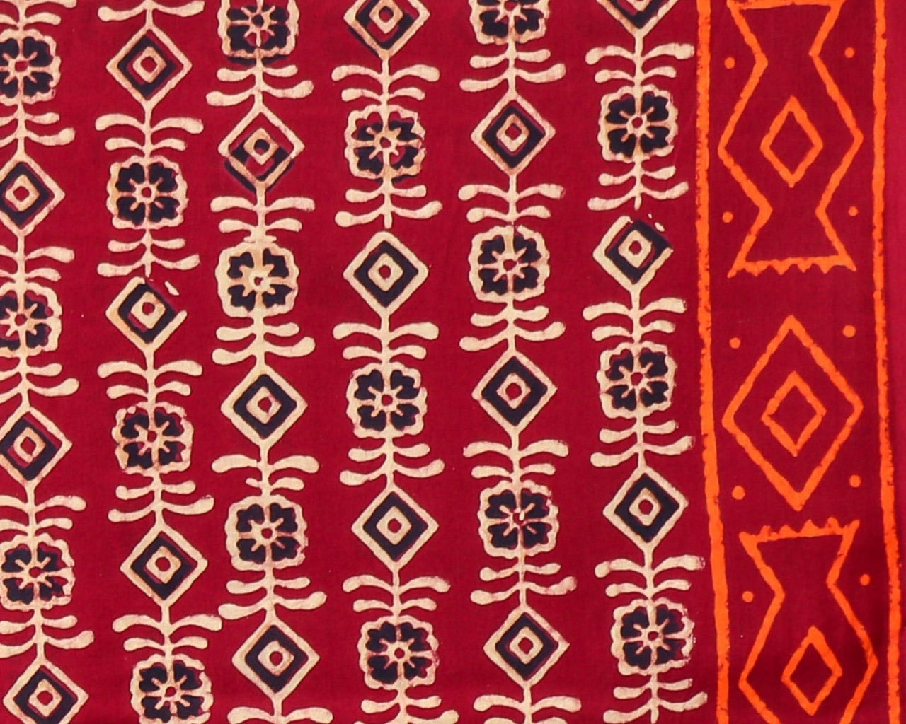 Shop block print cotton suit sets with chiffon dupatta (PCHF325)