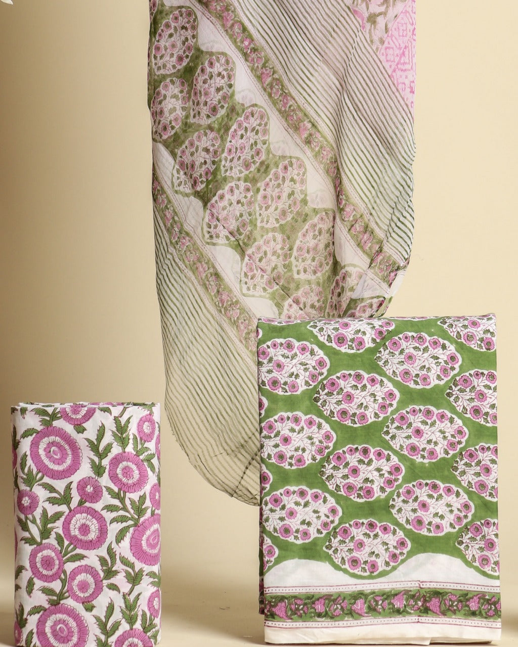 Shop cotton suit sets with chiffon dupatta (PCHF327)