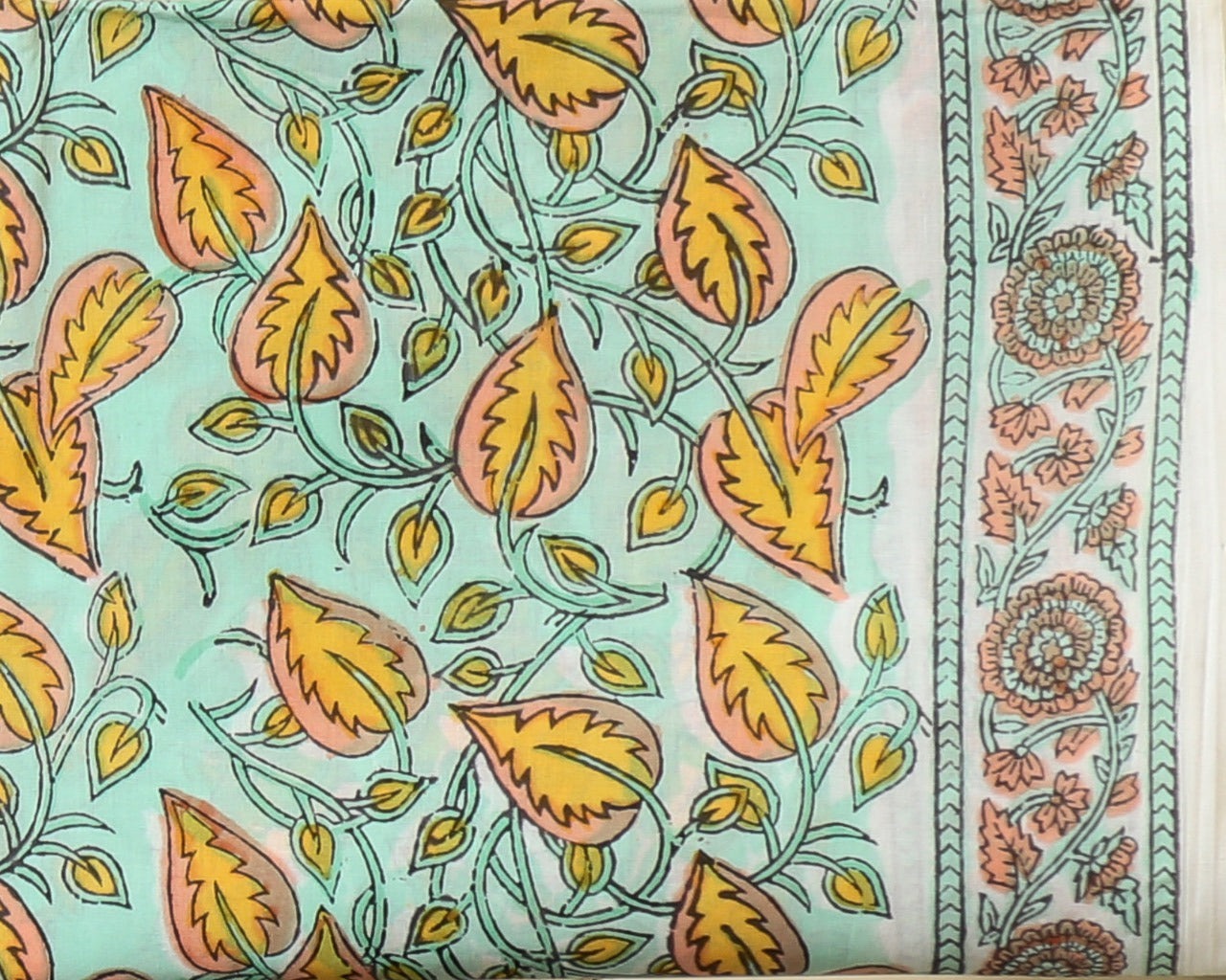Shop block print cotton suit set with chiffon dupatta (PCHF333)