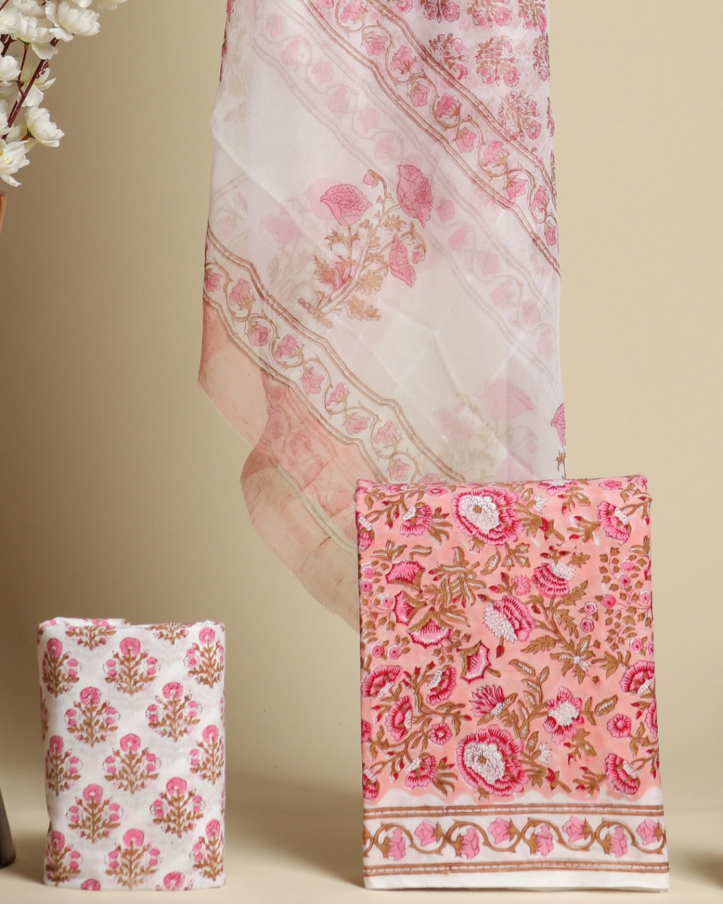 Shop chiffon dupatta cotton suit sets (PCHF348)