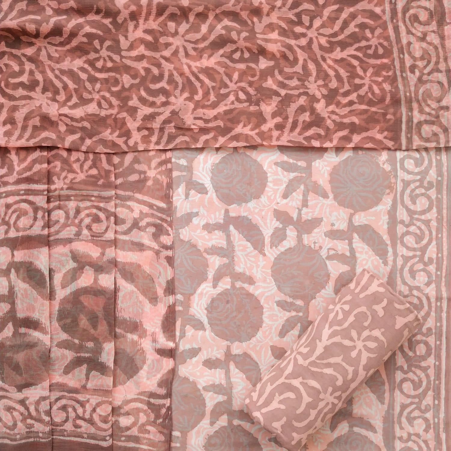 Shop unstitched cotton suit material with chiffon dupatta (PCHF387)