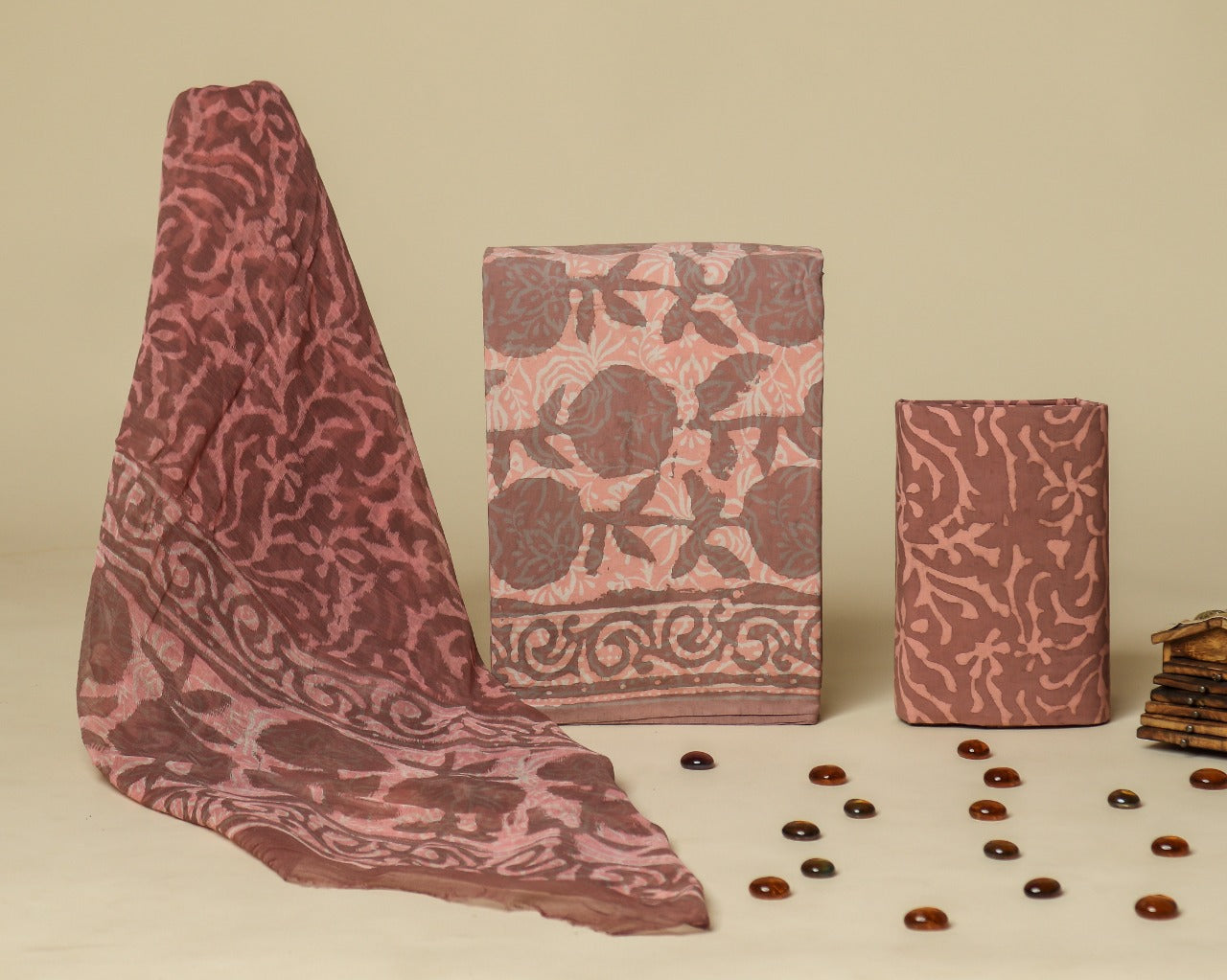 Shop unstitched cotton suit material with chiffon dupatta (PCHF387)