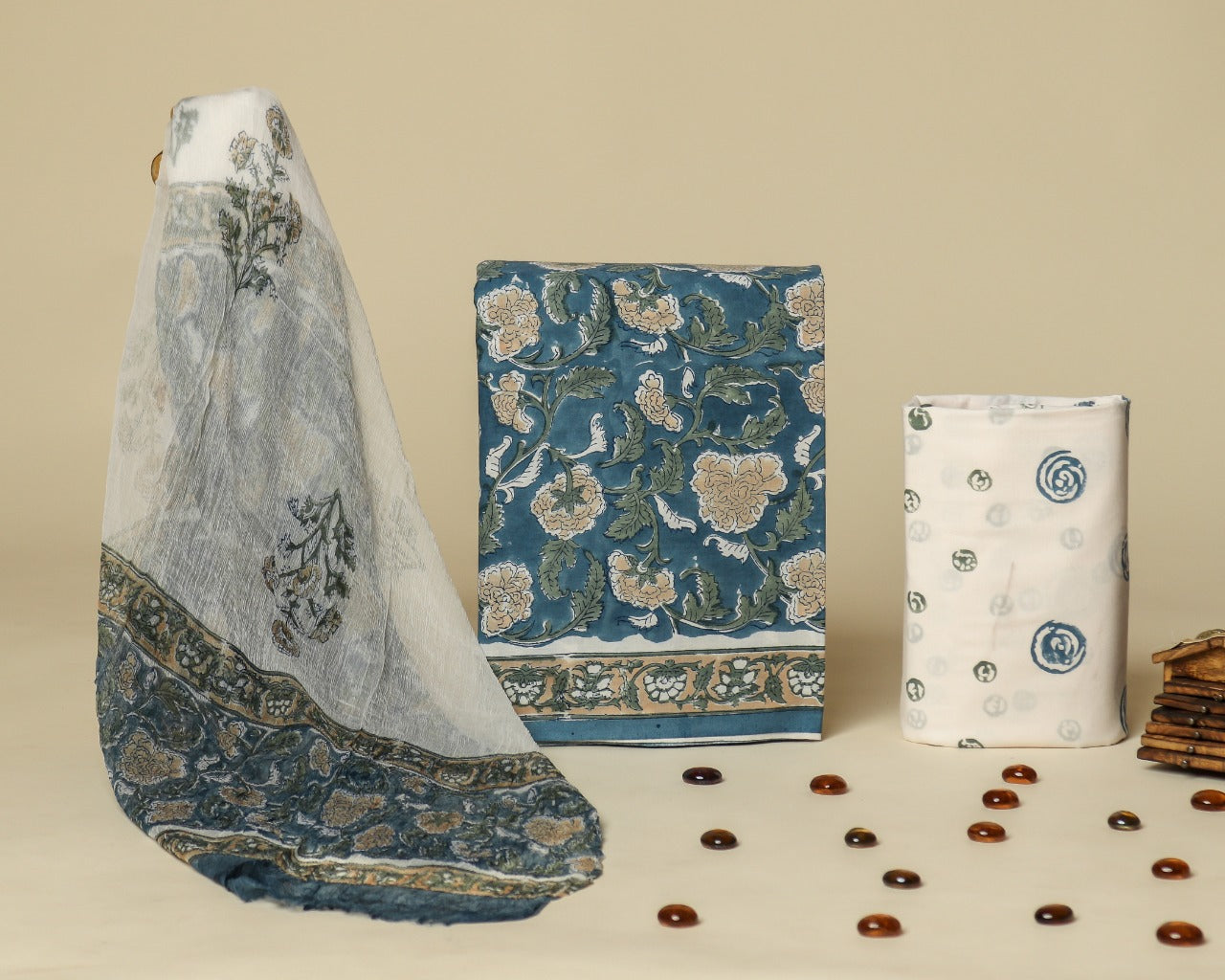 Shop unstitched cotton suit sets with chiffon dupatta (PCHF396)