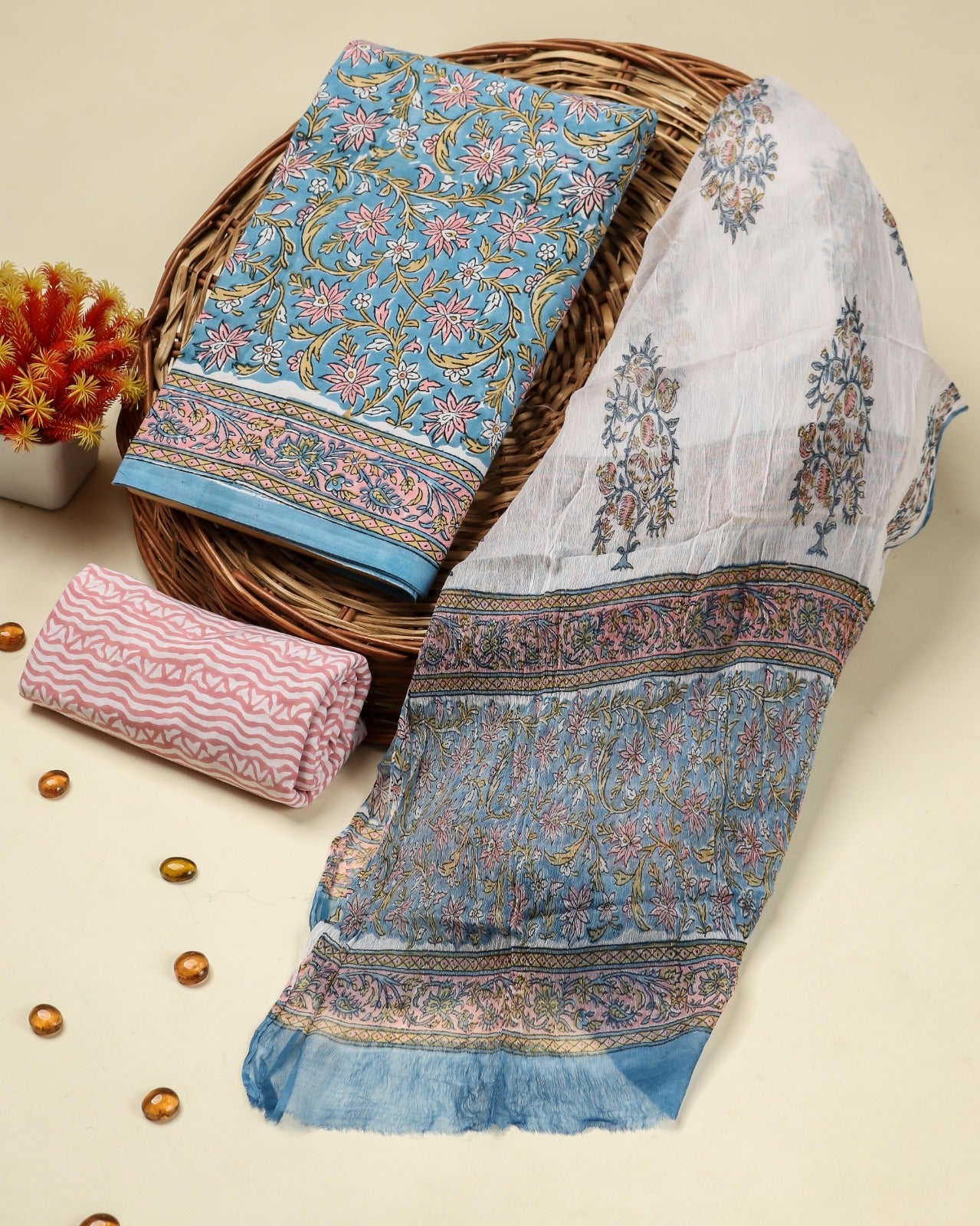 Shop cotton suit material with chiffon dupatta online (PCHF416)