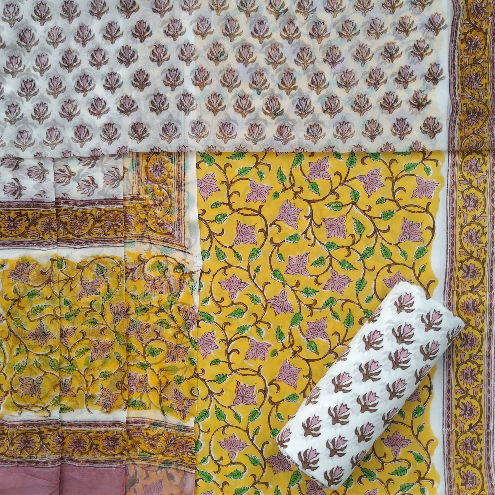 Shop unstitched cotton suit sets with chiffon dupatta (PCHF420)