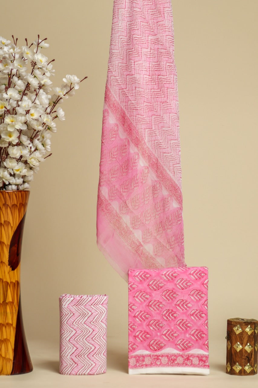 Shop cotton suit sets with chiffon dupatta online (PCHF424)