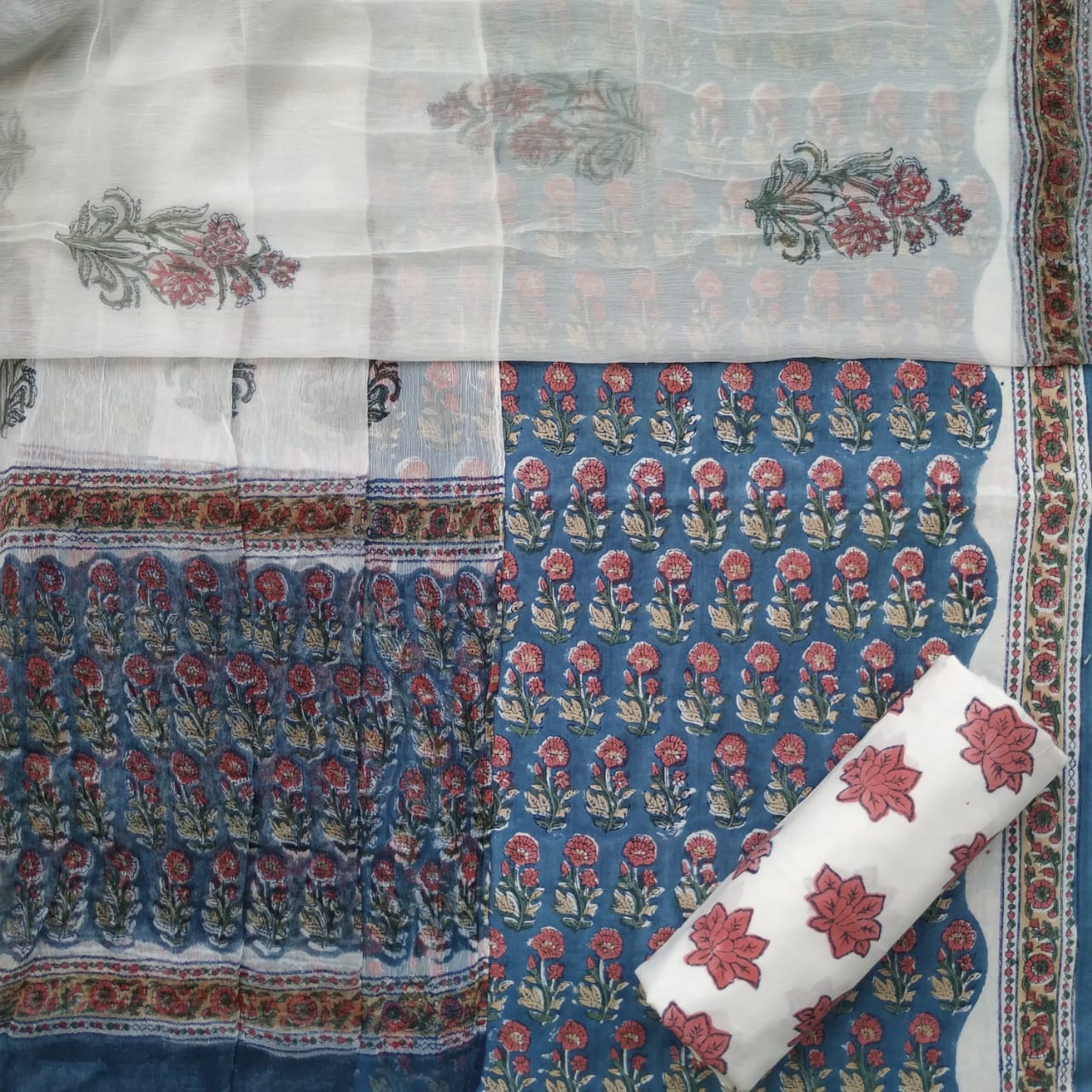 Shop cotton suit sets with chiffon dupatta online (PCHF427)