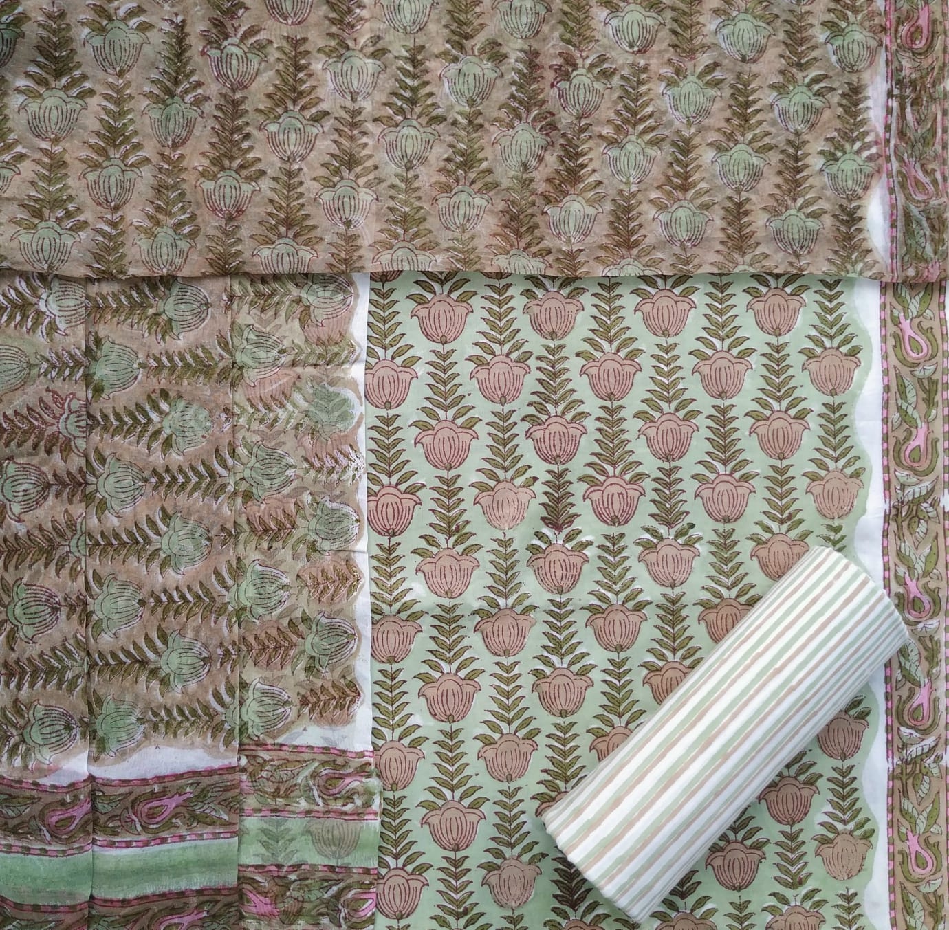 Shop unstitched cotton suit sets with chiffon dupatta in jaipur (PCHF428)