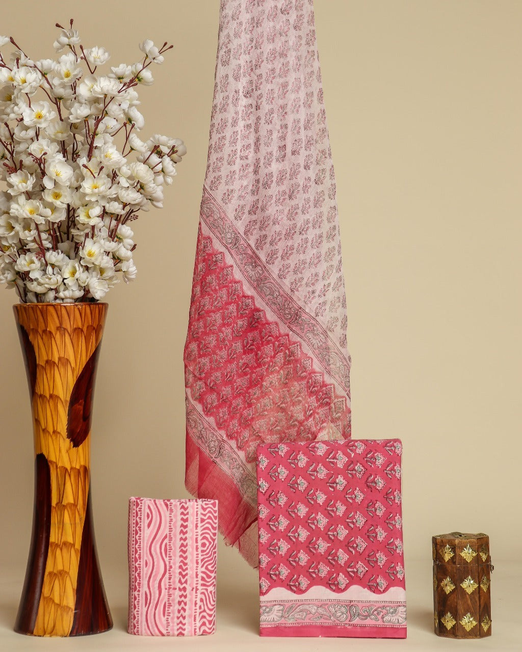 Shop cotton suit material wit chiffon dupatta online (PCHF438)