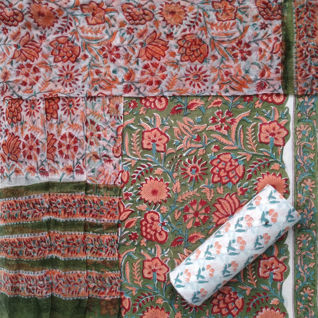 Shop cotton suits with chiffon dupatta online (PCHF444)