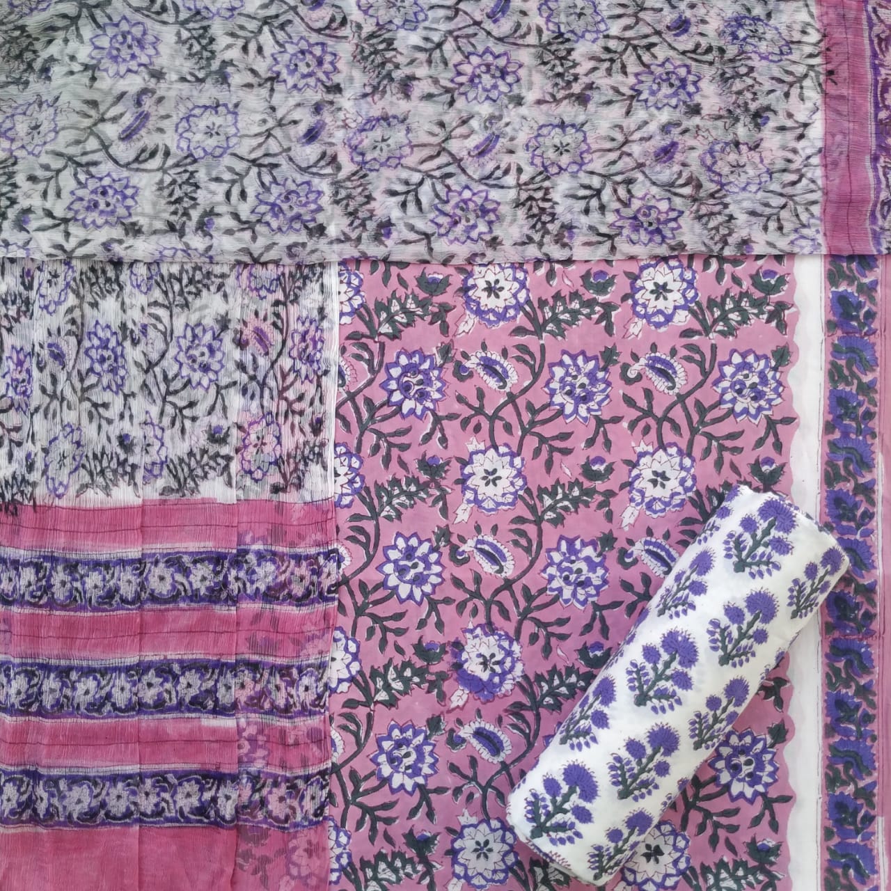 Shop cotton suits ets with chiffon dupatta in jaipur (PCHF452)