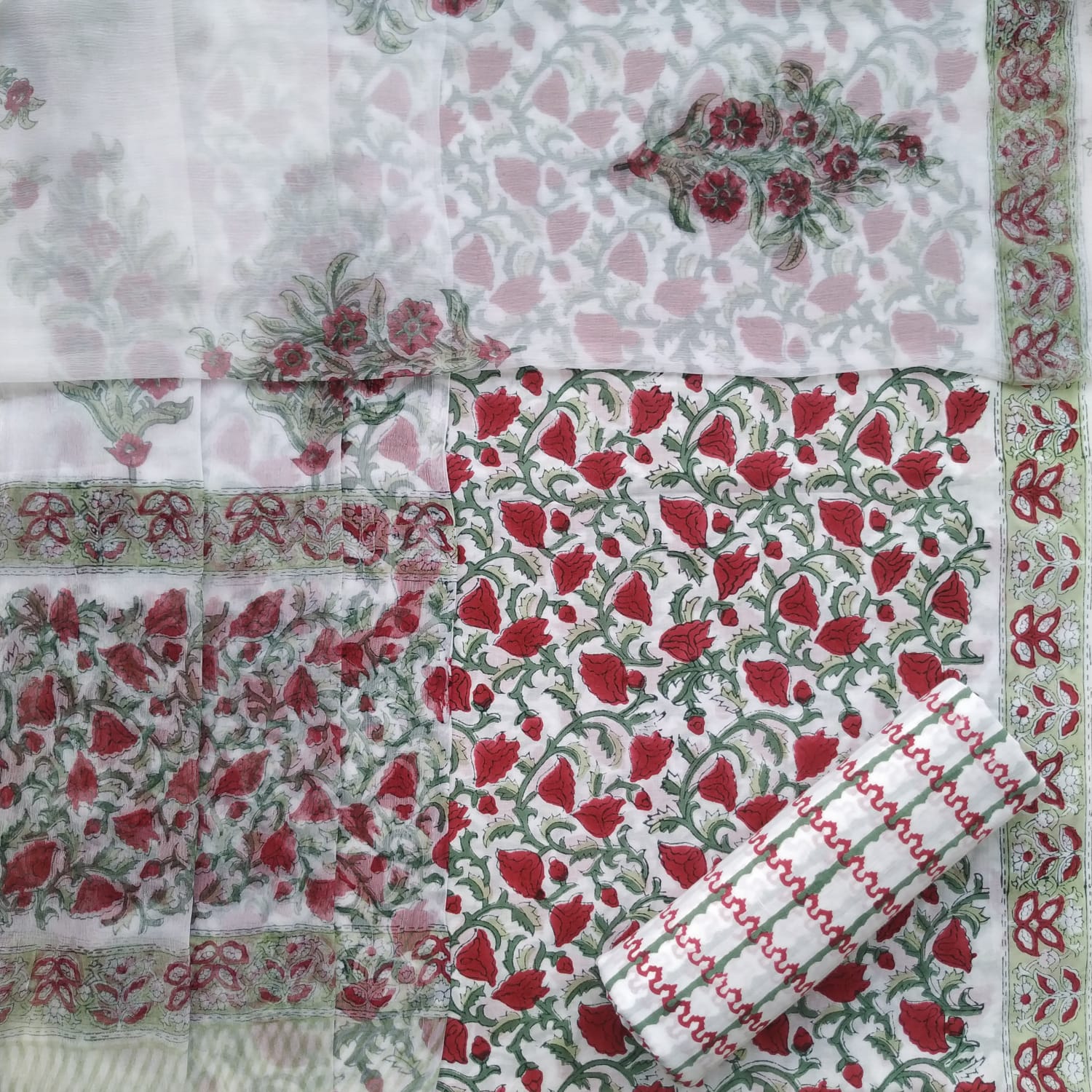 Shop unstitched cotton suit sets with chiffon dupatta online (PCHF462)