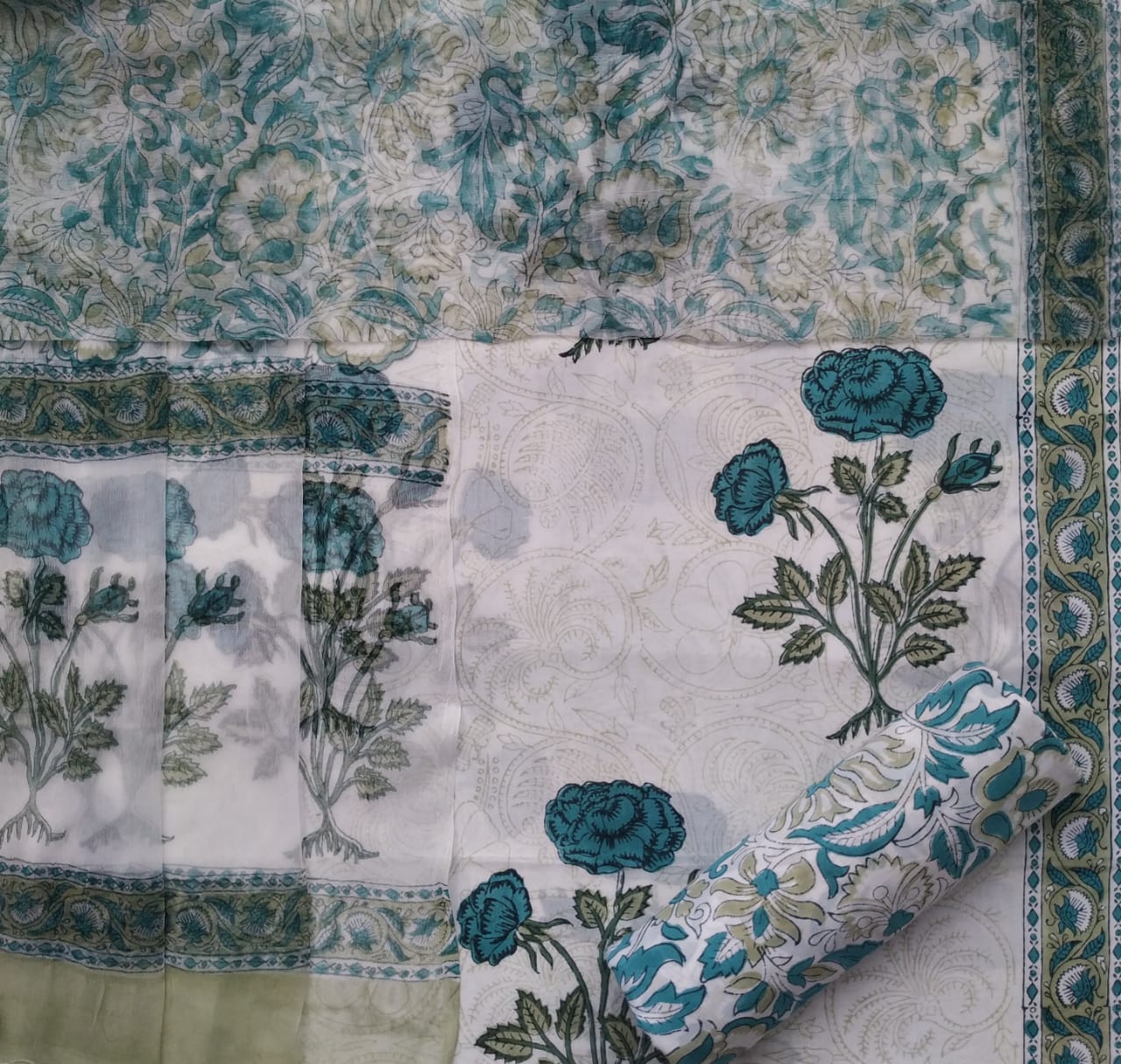 Shop unstitched cotton suit sets with chiffon dupatta online (PCHF463)